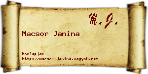 Macsor Janina névjegykártya